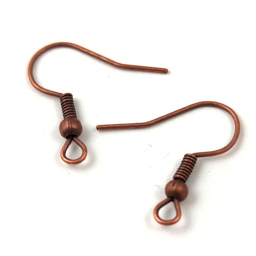Earwire - with Round Bead - Antique Copper 