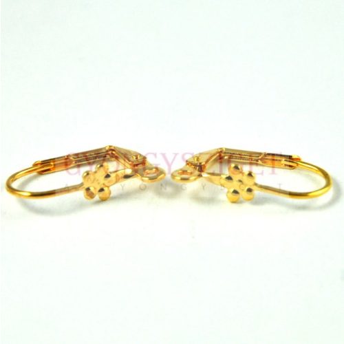 Leverback Earrings - Flower Deco - Gold Colour 