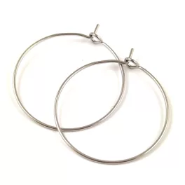   Fülbevaló alap - karika - platina színű - 29mm - orvosi fém