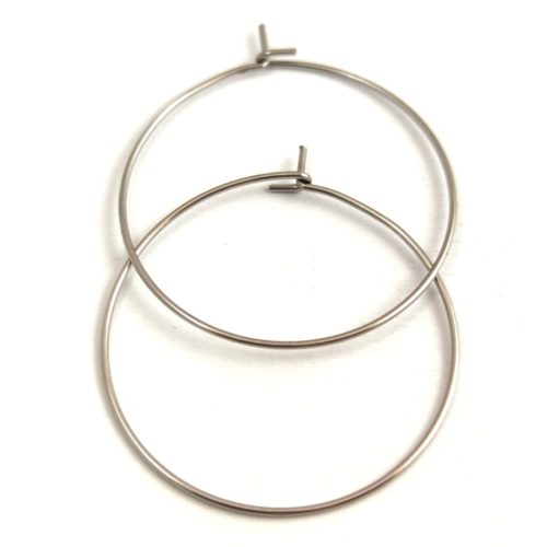 Earring Base - Ring - Platinum Colour - 30mm - Surgical Steel