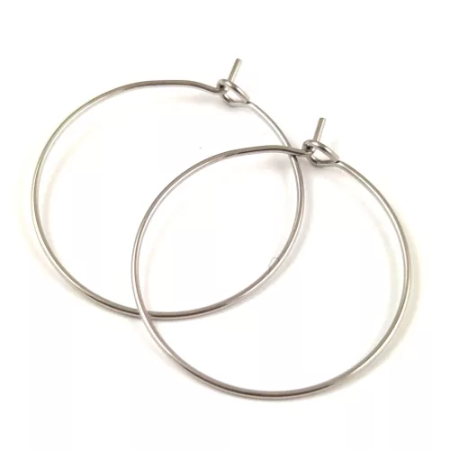 Fülbevaló alap - karika - platina színű - 29mm - orvosi fém