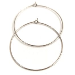   Earring Base - Ring - Platinum Colour - 45x40mm - Surgical Steel