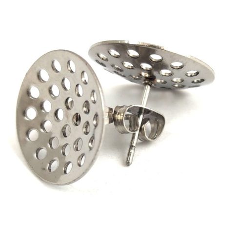 Earring Part - Post - Beadable - Platinum Colour - 16mm - Stainless Steel