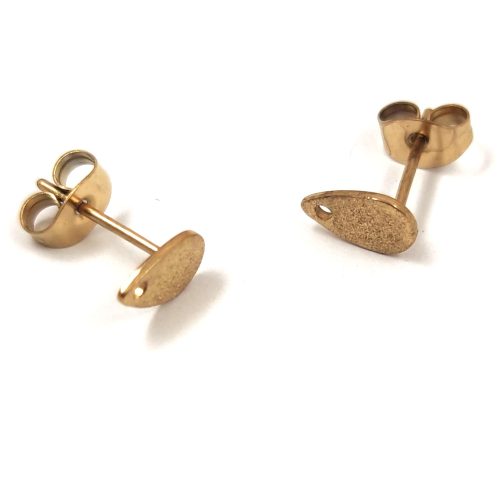 Earring Part - Post - Gold Colour - Pear shape with ending - stainless steel - 8x5mm