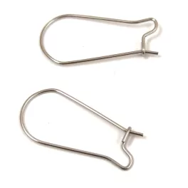   Fülbevaló alap - orvosi fém(316) - platina színű - 25x12mm
