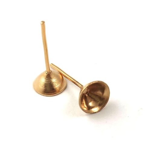 Earring Part - Post - for Chatons - Gold Colour - 6mm