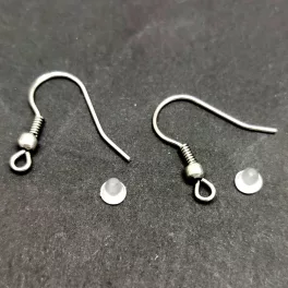 Earring Part - Platinum Colour - silicone ending