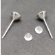 Earring Part - Post - Platinum Colour - Chaton 6mm - glue-in - silicone ending