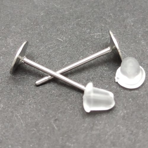 Fülbevaló alap (bedugós)-5mm - orvosi fém - ragasztható - szilikon véggel