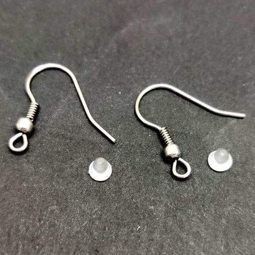 Earring Part - Platinum Colour - silicone ending