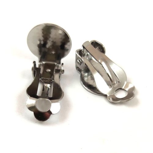Earring Base - Ring - Platinum Colour - Stainless Steel - clips