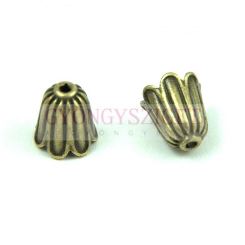 Bead Cap - Tulip - Antique Brass Colour - 11x10mm 