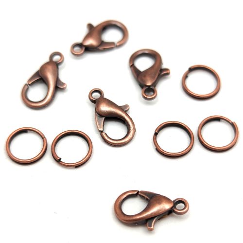 Lobster Clasp and Jump Ring - Antique Copper Colour - 12x6mm + 7mm