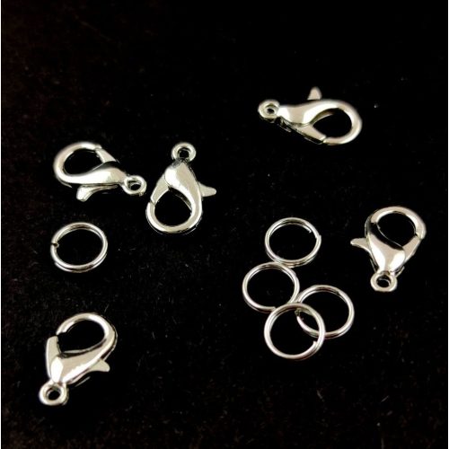 Lobster Clasps with Jumprings - Platinum Colour - 12x6mm