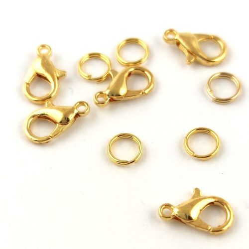 Lobster Clasps with Jumprings - Gold Colour - 12x6mm