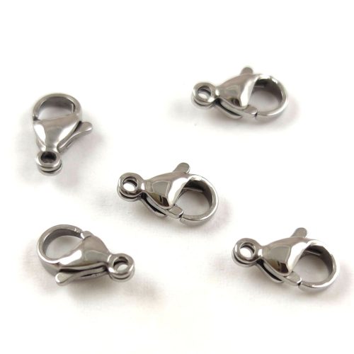 Lobster Clasp - Platinum Colour - 11x7mm - stainless steel - 10pcs