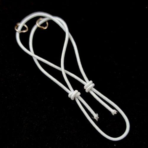 Elastic Textile Bracelet Base - White - with slipknot and rings - 1.5mm