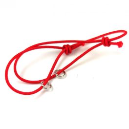   Elastic Textile Bracelet Base - Red - with slipknot and rings - 1.5mm