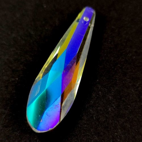 Távolkeleti üveg dekorációs kristály -  csepp - Crystal AB - 49 x 14 x 13 mm
