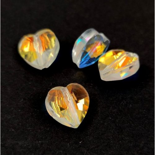 Orienal glass crystal - Heart - Crystal AB - 10mm - top to bottom drilled