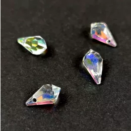   Távolkeleti üveg kristály - Briolette csepp - Crystal AB - 11 x 5.5 mm