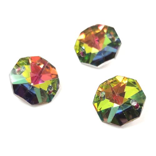 Orienal glass crystal - Fancy Stone with 2 holes - Crystal Vitrail Medium -  14 x 14 x 7mm