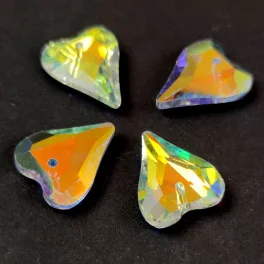   Távolkeleti üveg kristály - Szív - Crystal AB - 17.5 x 14.5 x 6 mm