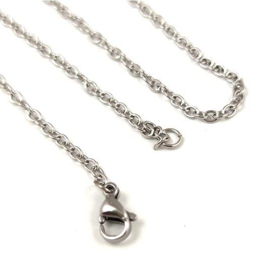 Chain - with clasp - Stainless Steel - Platinum Colour - 45 cm