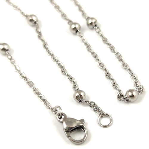 Chain - with clasp - Stainless Steel - Platinum Colour - 50 cm