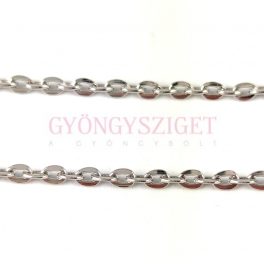 Ékszerlánc - sima - platina színű  - 3 x 2.2 x 0.6 mm