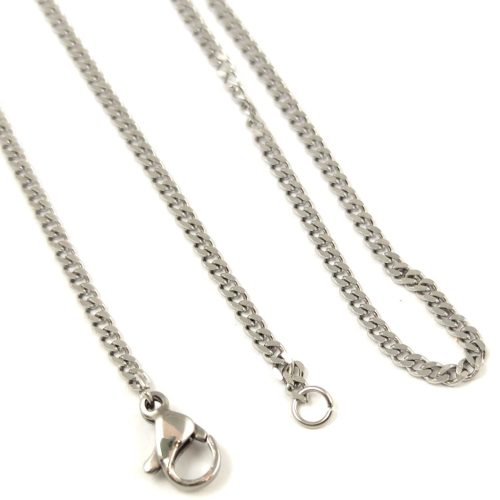 Chain - with clasp - Stainless Steel - Platinum Colour - 60 cm