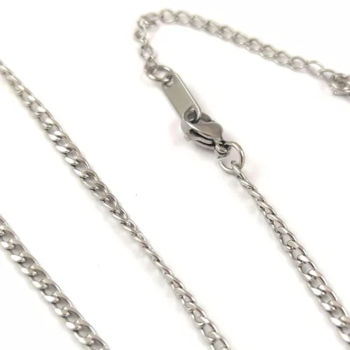 Chain - with clasp - Stainless Steel - Platinum Colour - 54 cm