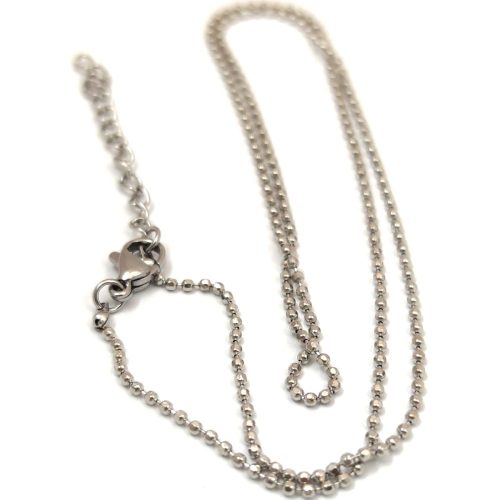 Chain - with clasp - Stainless Steel - Platinum Colour - 45.5 cm