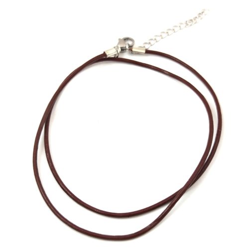 Leather Necklace Base - Brown - with stainless steel lobster clasp - 45 cm
