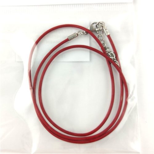 Leather Necklace Base - Red - with stainless steel lobster clasp - 45 cm