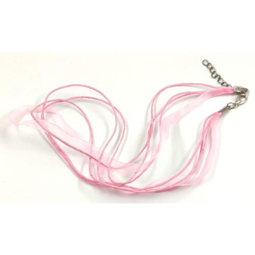 Textil / Organza nyakláncalap - pink - delfinkapoccsal - 43 cm