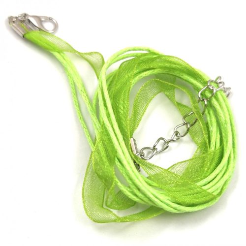Textil / Organza nyakláncalap - világos zöld - delfinkapoccsal - 43 cm