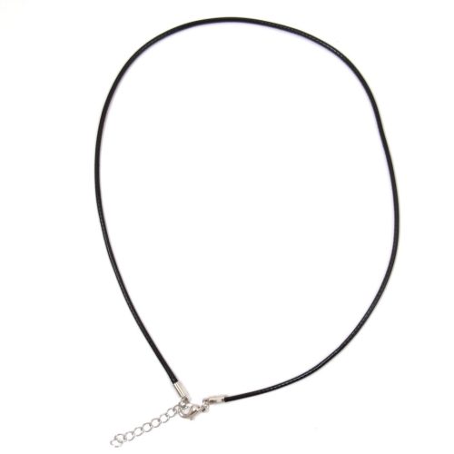 Textile Necklace Base - Black - lobster clasp - 45 cm