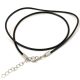 Leather Necklace Base - Black - with lobster clasp - 44 - 47 cm