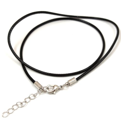 Leather Necklace Base - Black - with lobster clasp - 47 cm