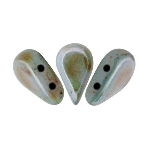 Amos® par Puca®gyöngy - Opaque Blue Green Ceramic Look - 5x8 mm