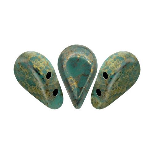 Amos® par Puca®gyöngy - Opaque Green Turquoise Bronze - 5x8 mm
