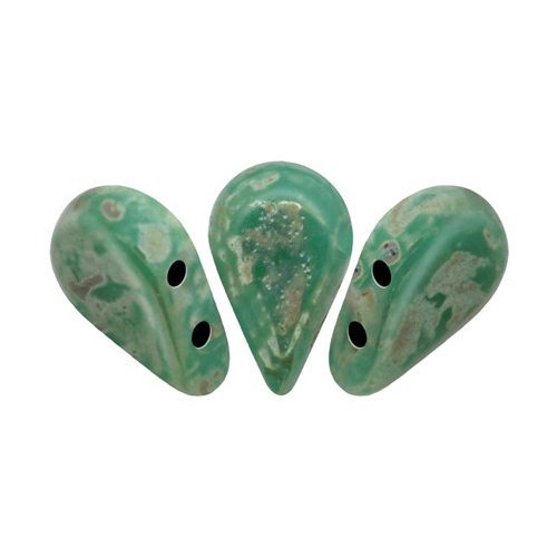 Amos® par Puca®gyöngy - Opaque Green Turquoise Picasso - 5x8 mm