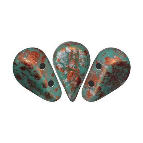 Amos® par Puca®gyöngy - Opaque Green Turquoise Tweedy - 5x8 mm