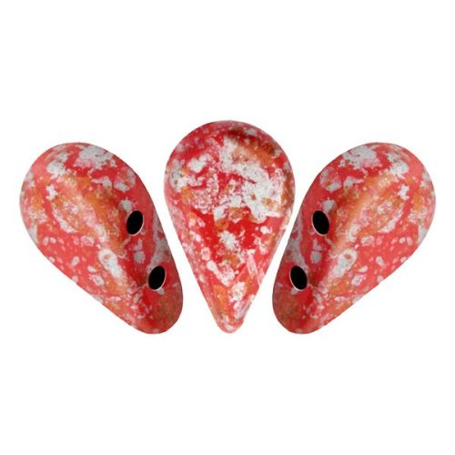 Amos® par Puca®gyöngy - Opaque Coral Red Tweedy - 5x8 mm