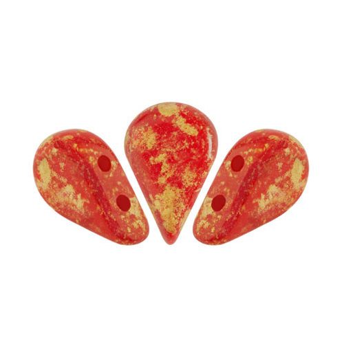 Amos® par Puca®gyöngy - Opaque Coral Red Splash - 5x8 mm