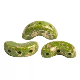 Arcos® par Puca®gyöngy - Opaque Green Splash - 5x10 mm