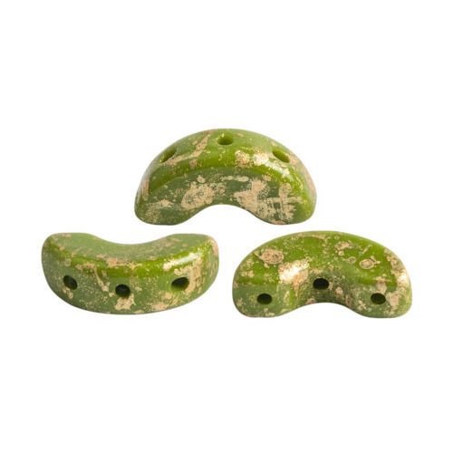Arcos® par Puca®gyöngy - Opaque Green Splash - 5x10 mm