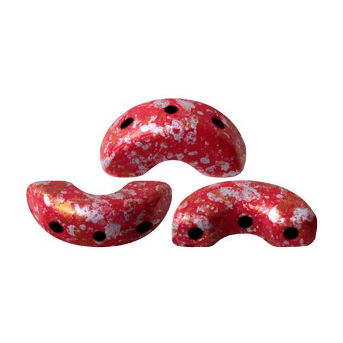 Arcos® par Puca®gyöngy - Opaque Coral Red Tweedy - 5x10 mm