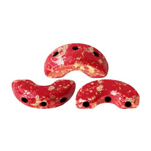 Arcos® par Puca®gyöngy - Opaque Coral Red Splash - 5x10 mm